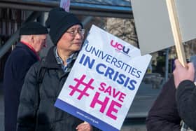 Protest at the Scottish Parliament this week over the financial crisis facing universities