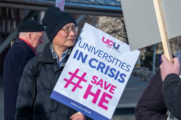 Protest at the Scottish Parliament this week over the financial crisis facing universities