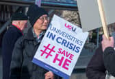 Protest at the Scottish Parliament this week over the financial crisis facing universities