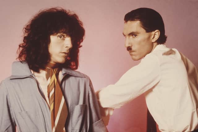 Brothers Ron and Russell Mael of American rock group Sparks in 1975.