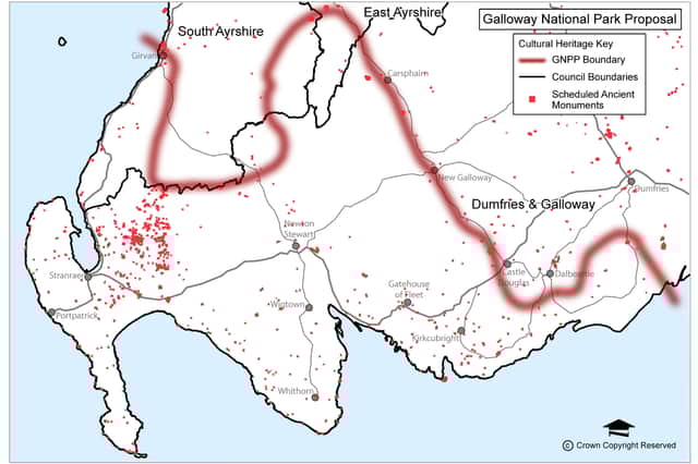 The rough outline of the proposed Galloway National Park