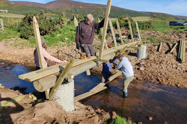 Building a bridge at Culgower in the Highlands on the John o' Groats Trail