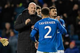 Rangers manager Philippe Clement and captain James Tavernier celebrate after defeating Union Saint-Gilloise.