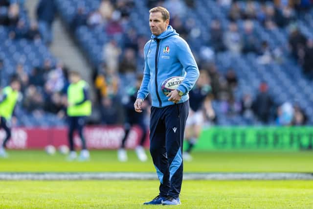 Italy head coach Gonzalo Quesada ahead of the Six Nations match against Scotland at Murrayfield. (Photo by Ross Parker / SNS Group)