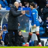Rangers manager Philippe Clement congratulates Ianis Hagi after the win over Ross County.