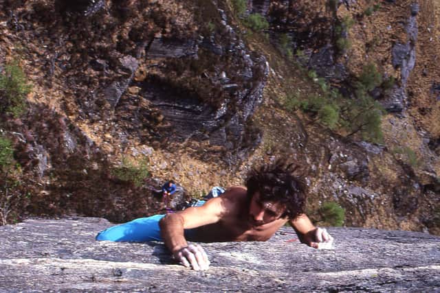 Kevin Howett on the first ascent of Flight of the Snowgoose E6, in Glen Nevis. He is credited with 1,000 first ascents of some of Scotland's toughest mountain terrain. PIC: Kevin Howett.