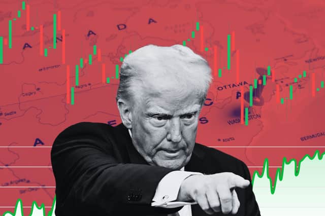 Fears of a global trade war sparked by Donald Trump’s weekend wave of tariffs have rattled markets and wiped billions of pounds from major stocks.