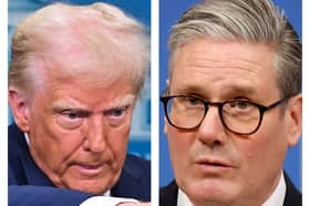 Donald Trump and Sir Keir Starmer both spoke on tariffs on Monday