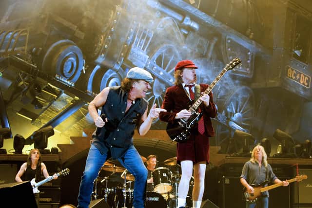 Brian Johnson (left) and Angus Young (right) from AC/DC. Picture: Sara Johannessen/AFP via Getty Images 