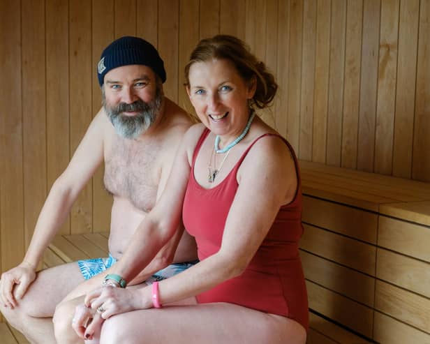 Greg and Jules in the sauna