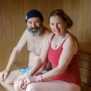 Greg and Jules in the sauna