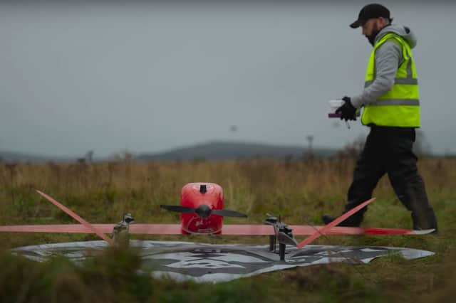 A portable landing site used by one of the trial drones