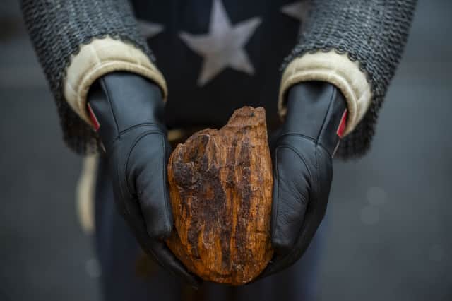 The wooden heart carved from the Bruce Oak, said to have been planted by a young Robert the Bruce, which travelled from the west of Scotland to Jerusalem. Picture: Lisa Ferguson.
