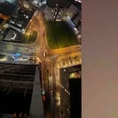 Base jumper parachutes off 500ft skyscraper.