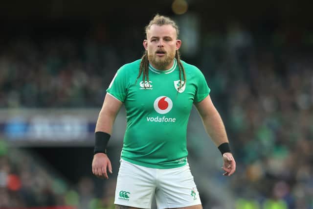 Ireland's Finlay Bealham is expected to be fit to face Scotland at Murrayfield on Sunday despite being injured against England in the Six Nations opener. (Photo by David Rogers/Getty Images)