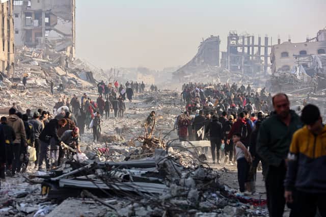 The people of Gaza need help, not threats to remove them from their homes and send them to foreign countries . Picture: Omar Al-Qattaa/AFP via Getty Images