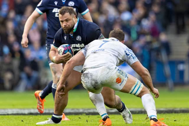 Scotland's Pierre Schoeman in action during the Six Nations win over Italy at Murrayfield last weekend. (Photo by Ross MacDonald / SNS Group)