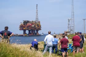 An oil rig from the Brent field is towed into the River Tees as it head to be dismantled (Picture: Ian Forsyth)