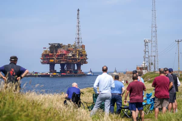 An oil rig from the Brent field is towed into the River Tees as it head to be dismantled (Picture: Ian Forsyth)