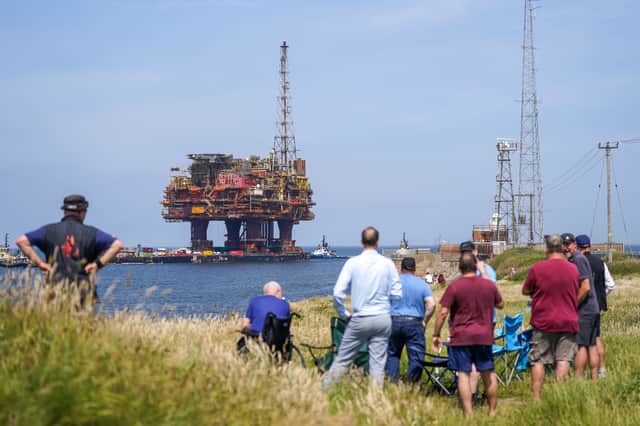 An oil rig from the Brent field is towed into the River Tees as it head to be dismantled (Picture: Ian Forsyth)