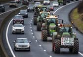 Farmers take part in a tractors protest over changes to inheritance tax on Edinburgh's city bypass at the weekend