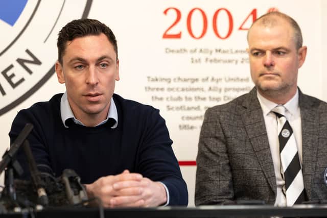 Graeme Mathie, right, with Ayr United manager Scott Brown.