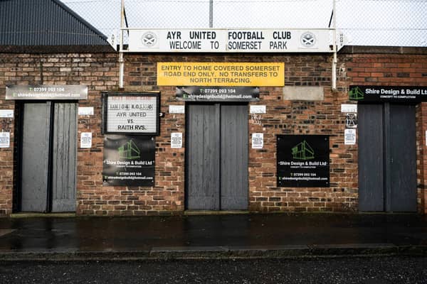 A general stadium view outside Somerset Park, where Ayr United will host Hibs in the Scottish Cup fifth round on Friday. (Photo by Paul Byars / SNS Group)