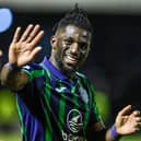 Hibs defender Rocky Bushiri at full time after scoring the winner against Ayr United. (Photo by Rob Casey / SNS Group)