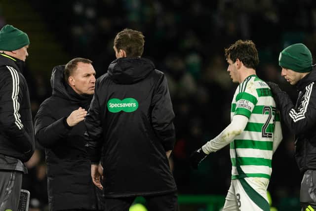 Paulo Bernardo came off injured for Celtic in the first half.