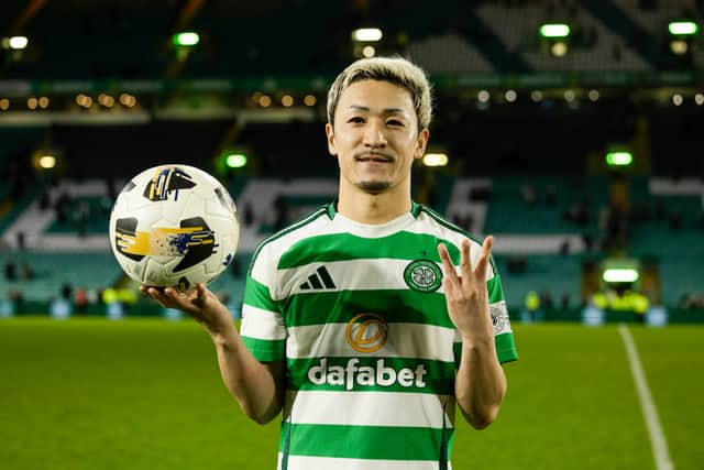 Daizen Maeda scored a hat-trick for Celtic against Raith Rovers.