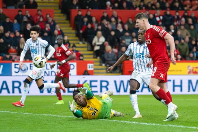 Kevin Nisbet missed this good chance earlier in the game.