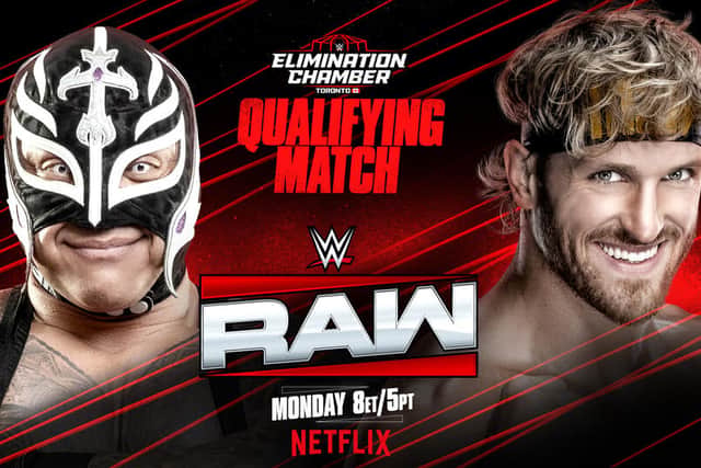 Rey Mysterio squares off against Logan Paul as one of them looks to enter the Elimination Chamber in tonight's episode of WWE Raw on Netflix.