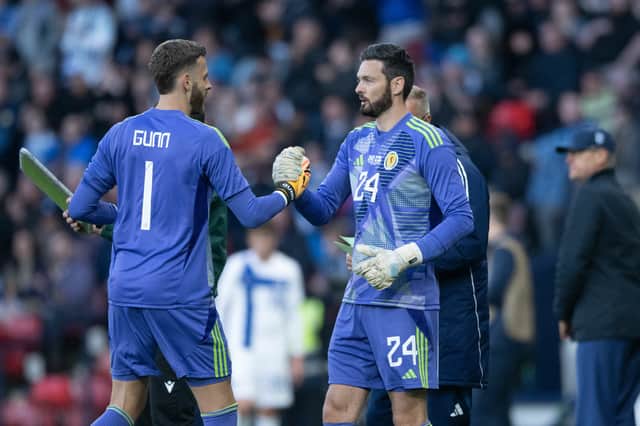 Angus Gunn will hope to dislodge Craig Gordon in the Scotland net in the weeks and months to come.