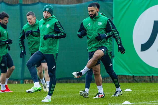 Cameron Carter-Vickers, right, trains ahead of Celtic's clash with Bayern Munich.