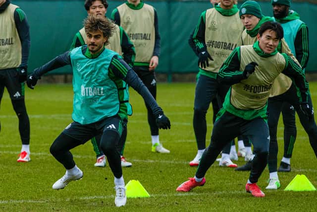 Jota and Yang Hjun-jun train ahead of Celtic's date with the German giants.
