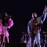 Kendrick Lamar and SZA performing at the Coachella Music Festival.