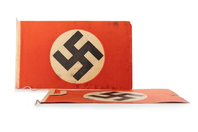 The bunting sold at auction bearing a Swastika