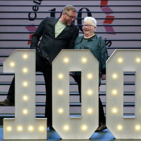Val McDermid, seen with fellow author Damian Barr, at the launch of celebrations for the National Library of Scotland's 100th anniversary last month (Picture: Jeff J Mitchell)
