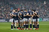 Scotland players in a team huddle during the Guinness Six Nations defeat to Ireland at Scottish Gas Murrayfield. (Photo by Craig Williamson / SNS Group)