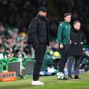 Bayern Munich manager Vincent Kompany on the touchline during the UEFA Champions League match at Celtic Park, Glasgow. Picture date: Wednesday February 12, 2025.