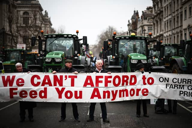 Farmers protested in Whitehall on Monday against changes to inheritance tax rules for farmers (Picture: Henry Nicholls)