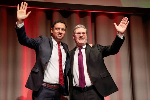 All smiles, but Anas Sarwar knows that Keir Starmer is the one calling the shots (Picture: Jeff J Mitchell)