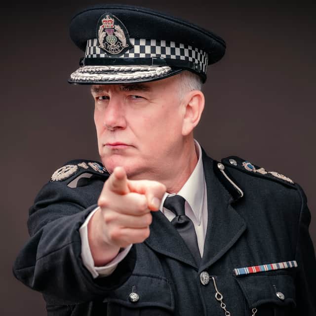 Jack Docherty as Chief Commissioner Cameron Meikelson. The Scot Squad police chief now has his own spin-off series.