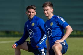 Scotland internationals Greg Taylor (L) and Kieran Tierney. Cr: SNS Group.