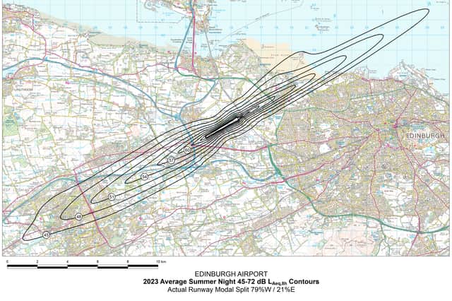 Homes within the 57 decibel night time noise contour (fifth black band in) would be eligible for mitigation funding