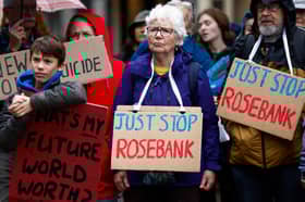 People protest against the Rosebank offshore development off Shetland (Picture: Jeff J Mitchell)