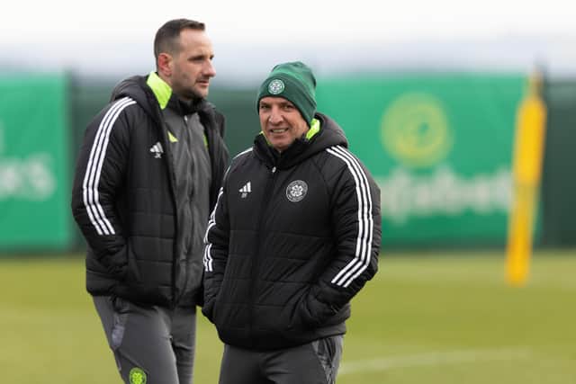 Celtic boss Brendan Rodgers watches training.
