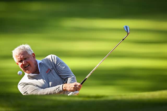 Colin Montgomerie battled to a second-round 70 in the Staysure Marbella Legends at Aloha Golf Club