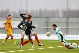 Scott Arfield nets the equaliser for Falkirk in their 2-2 draw with Ayr.