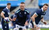 Glasgow Warriors number eight Jack Mann during a Scotland team run at Scottish Gas Murrayfield during the 2025 Six Nations. (Photo by Craig Williamson / SNS Group)